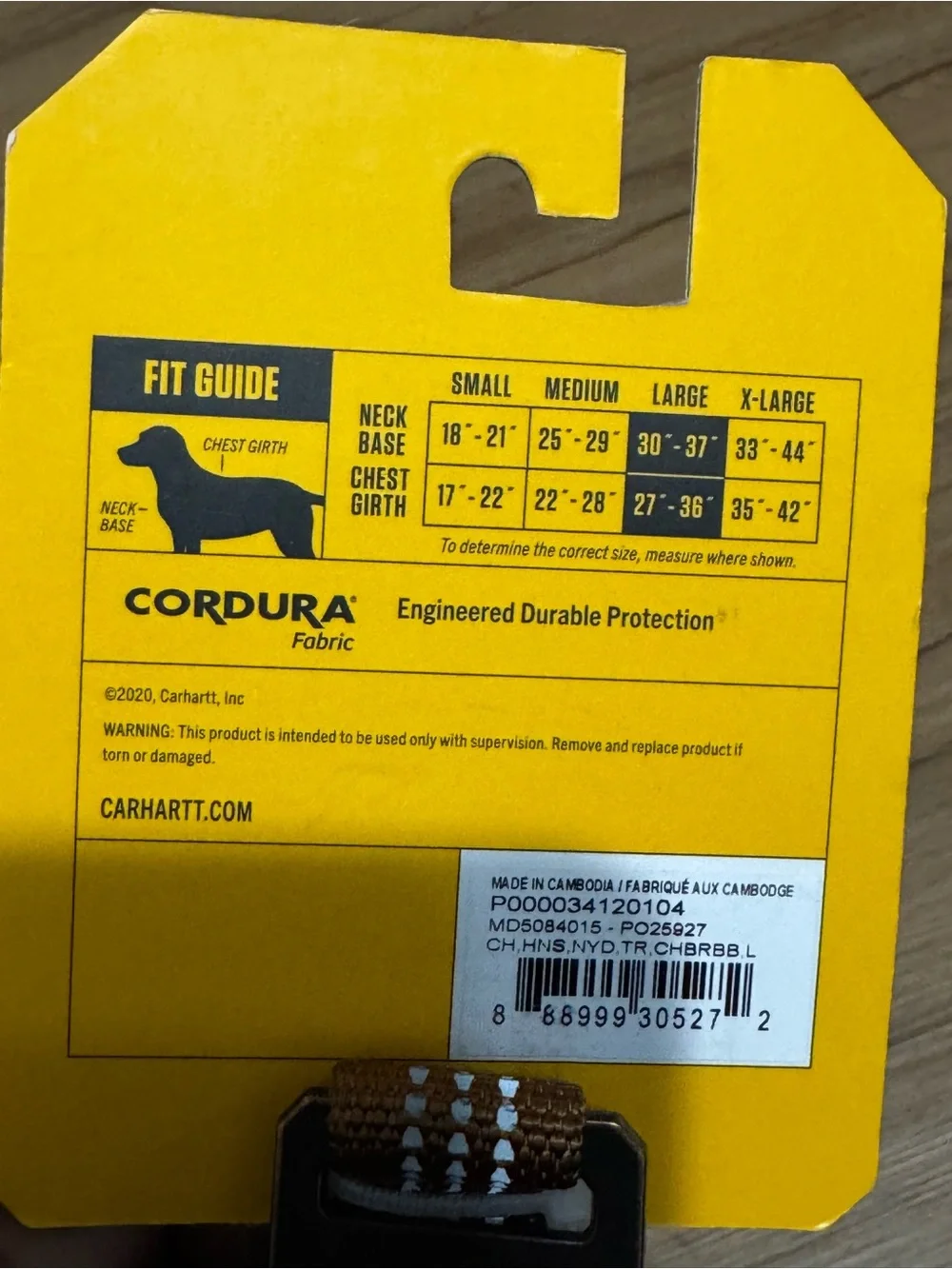 Carhartt Nylon Duck No Pull Dog Harness Adjustable Small PH0486 